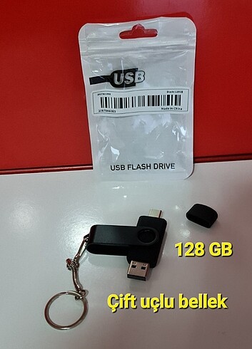 128 GB çift uçlu 360° Döndürme Tasarımı USB 2.0 Flash bellek.