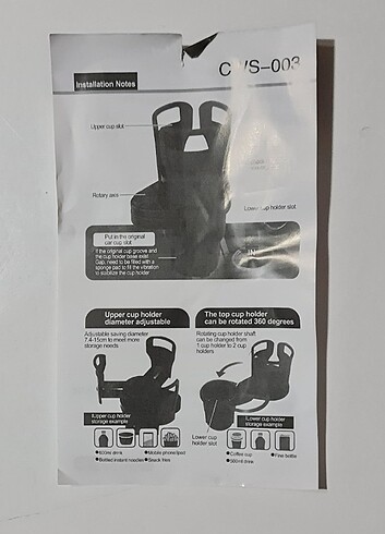Beden İkisi bir Arada 360 derece dönen Araba Bardak Tutucu