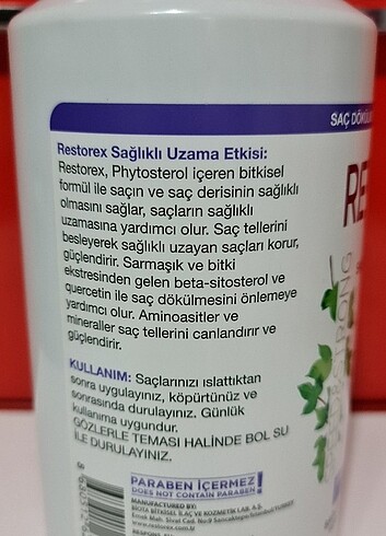  Beden Renk RESTOREX saç dökülmesine karşı şampuan. 1000 ml.