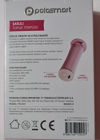 Polosmart PBS803 Şarjlı Topuk Törpüsü Pembe. - Görsel 5