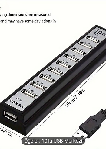 Beden Renk 10 portlu USB 2.0 Hub çoklayıcı. Sıfır kutusunda.