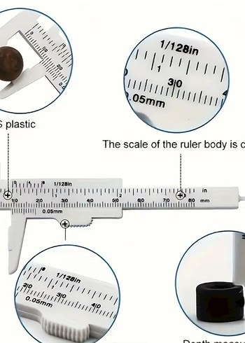 Taşınabilir çift ölçekli mini kumpas. BEYAZ - Görsel 5