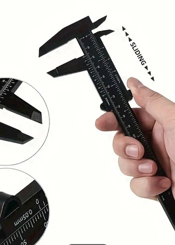 Taşınabilir çift ölçekli mini kumpas. SİYAH - Görsel 7