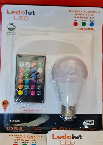 Beden Ledolet uzaktan kumandalı RGB ampul.