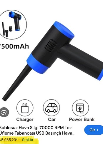 Diğer 7500 MAH Şarjlı güçlü LED ışıklı üfleyici. Sıfır yurt dışı ürünü