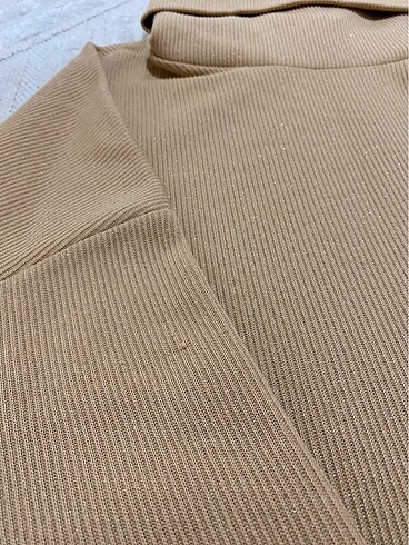 m Beden camel Renk Fitilli Elbise/Tunik