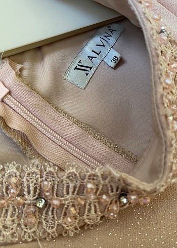 Uzun Pudra Drapeli Tesettür Abiye Elbise - Görsel 12