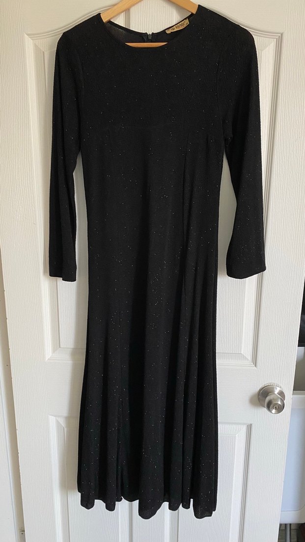 Siyah Uzun Kollu Uzun Abiye - Görsel 4