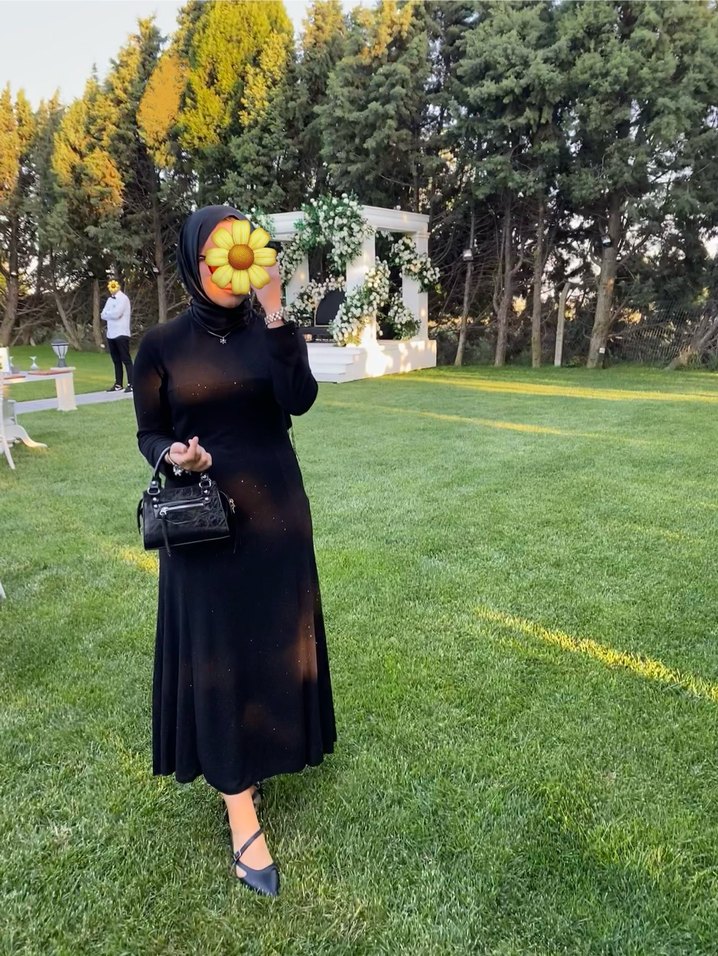 Siyah Uzun Kollu Uzun Abiye - Görsel 3