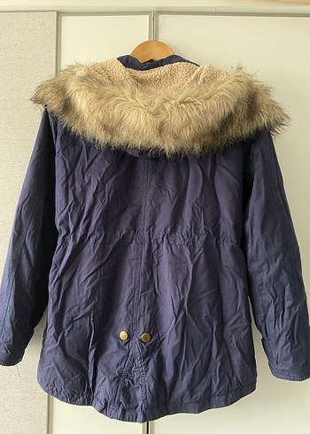 Lacivert Kürklü Kadın Mont - Görsel 2