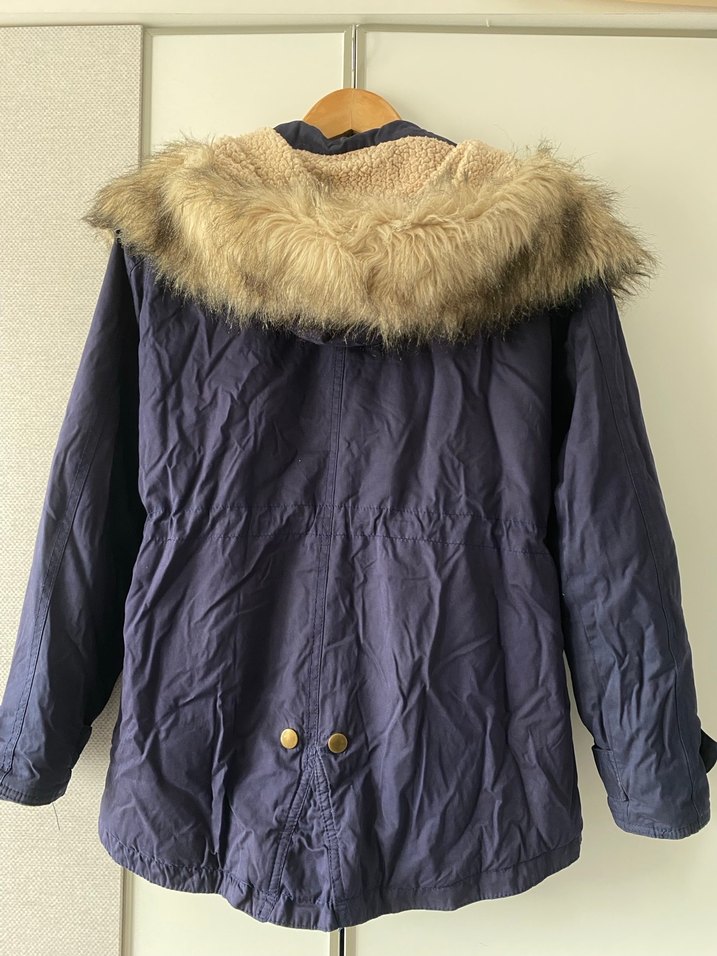 Lacivert Kürklü Kadın Mont - Görsel 2