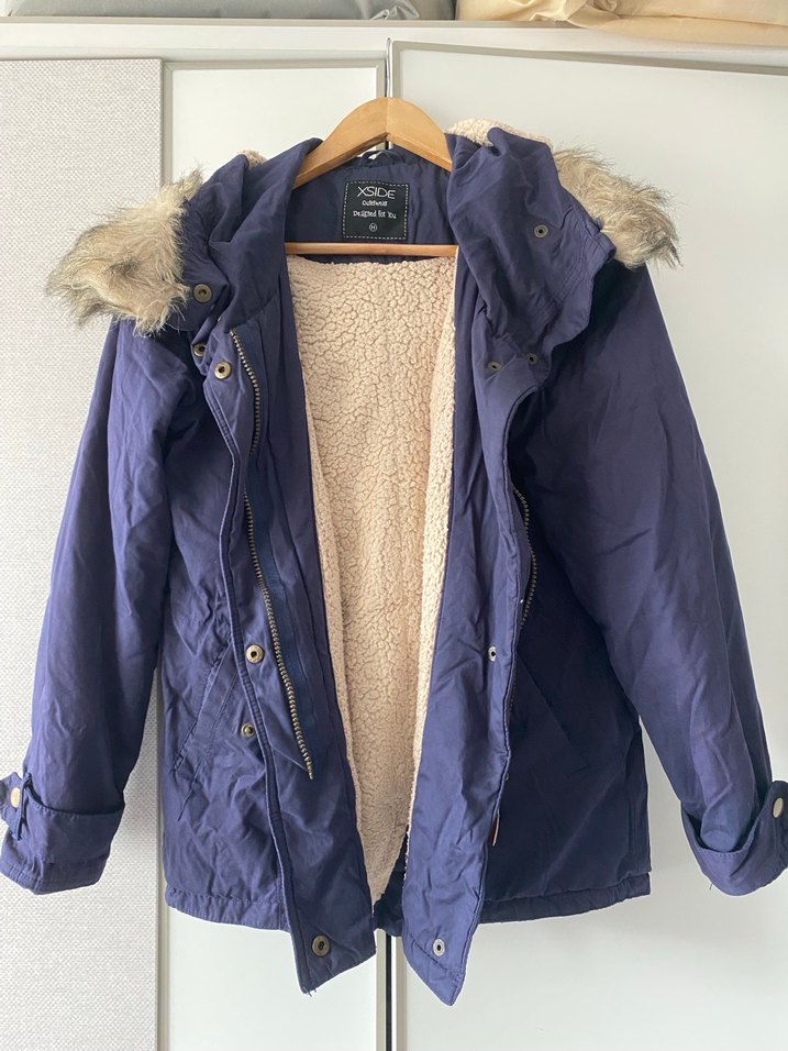 Lacivert Kürklü Kadın Mont - Görsel 3