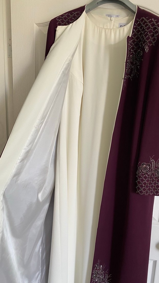 Bordo Nakışlı Uzun Kollu Kadın Kaftan - Görsel 5