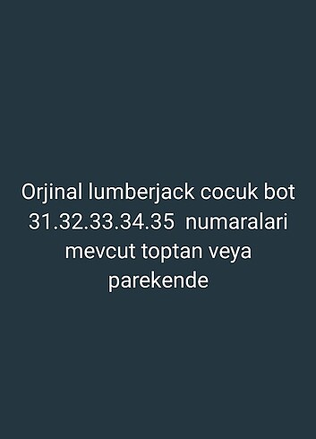 Orjinal lumberjack cocuk bot 