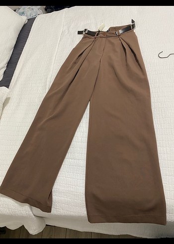 Kahverengi Kadın Deri Kemerli Pantolon - Görsel 3