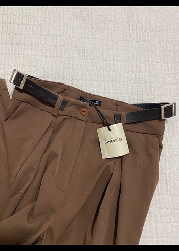 Kahverengi Kadın Deri Kemerli Pantolon - Görsel 4