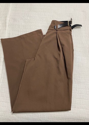 Kahverengi Kadın Deri Kemerli Pantolon - Görsel 2