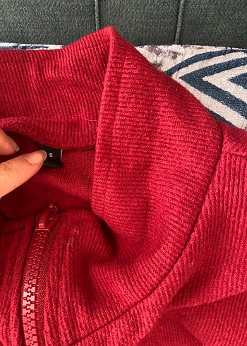 Kırmızı Fermuarlı Boğazlı Sweatshirt - Görsel 2