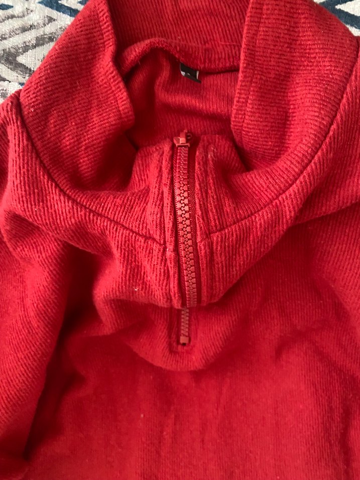 Kırmızı Fermuarlı Boğazlı Sweatshirt - Görsel 3