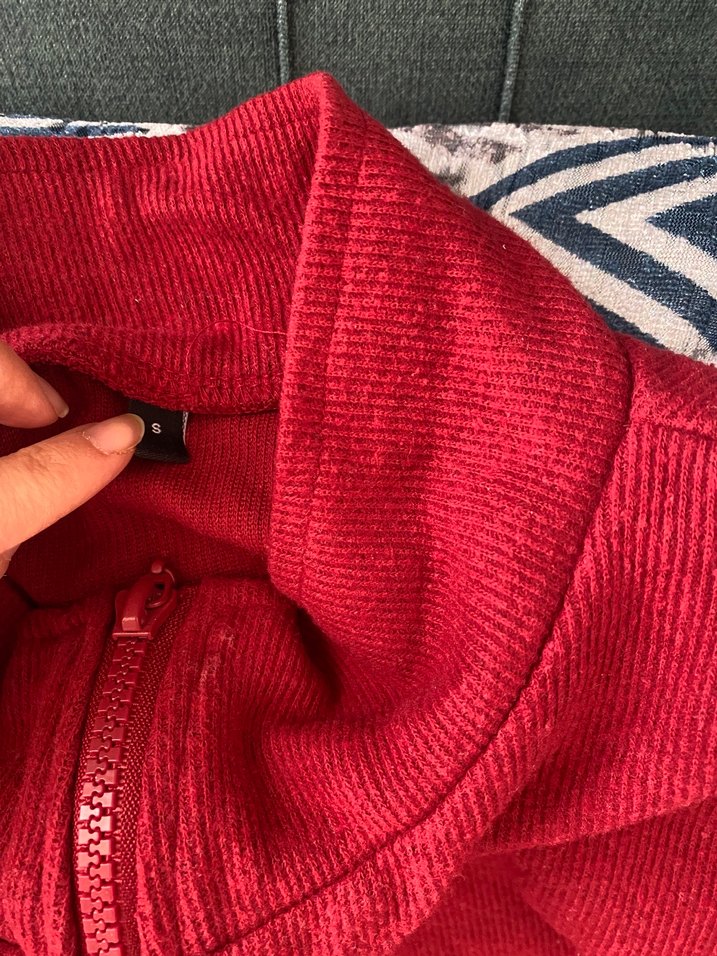 Kırmızı Fermuarlı Boğazlı Sweatshirt - Görsel 2