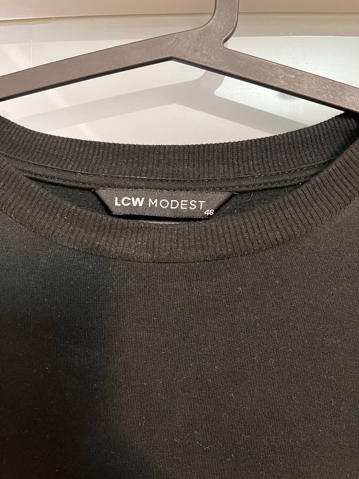 Siyah Uzun Kollu Salaş Kadın Sweat Elbise - Görsel 2