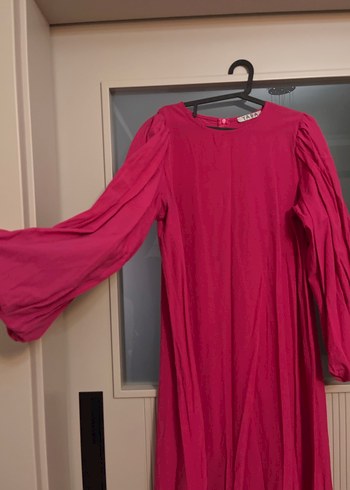 Pembe balon kol hem günlük hem özel gün elbisesi - Görsel 3