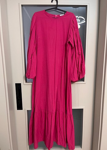 Pembe balon kol hem günlük hem özel gün elbisesi - Görsel 2