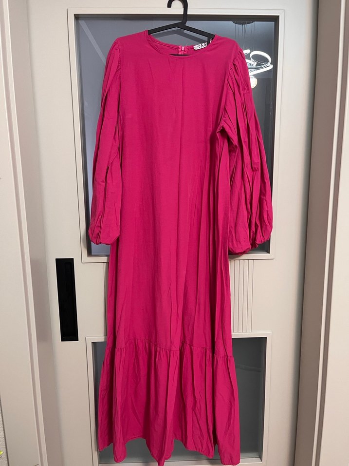 Pembe balon kol hem günlük hem özel gün elbisesi - Görsel 2