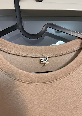 Bej Uzun Kollu Sweat Rahat Kesim Elbise - Görsel 4