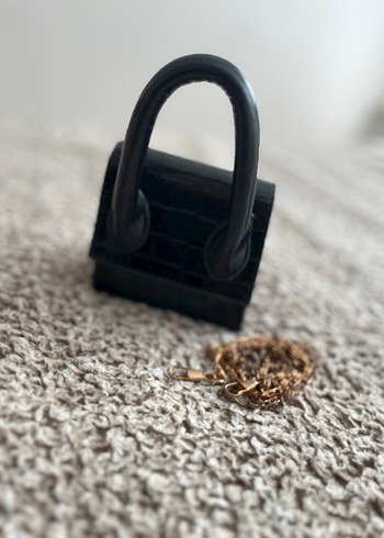 Klasik Siyah Deri Mini Kadın Çanta - Görsel 3