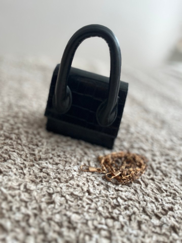 Klasik Siyah Deri Mini Kadın Çanta - Görsel 3