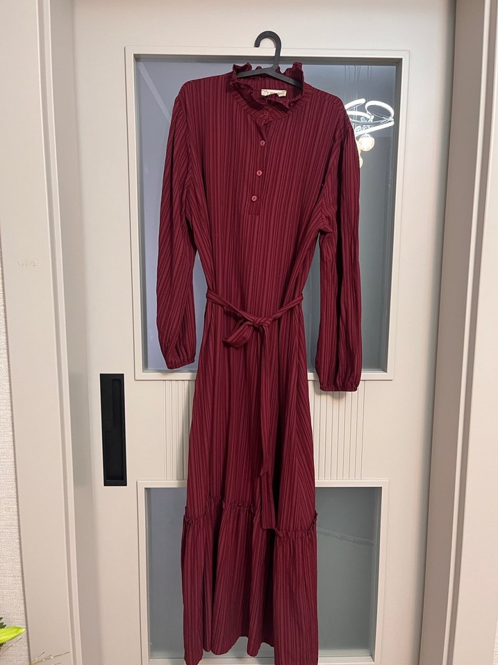 Bordo Piliseli Uzun Bohem Elbise - Görsel 2