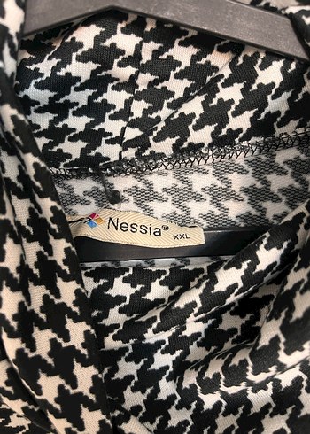 Uzun Kollu Pilili Gri Ekose Kadın Elbise - Görsel 3