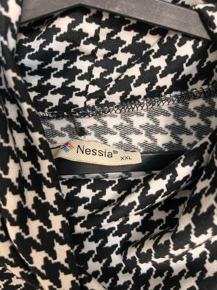 Uzun Kollu Pilili Gri Ekose Kadın Elbise - Görsel 3