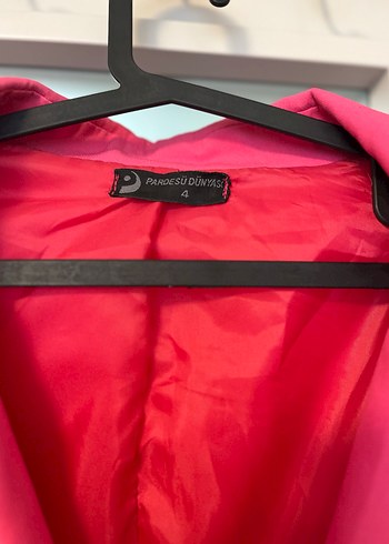 Pembe Kadın Düğmeli Midi Blazer - Görsel 3