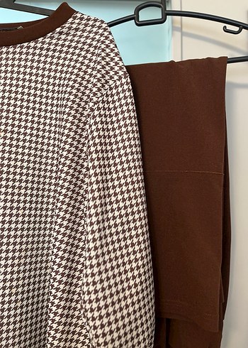 Kahverengi kadın tesettür ikili takım - Görsel 3