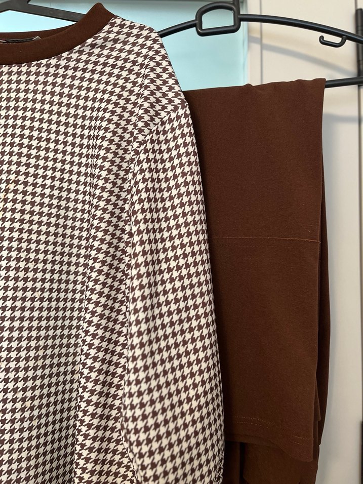 Kahverengi kadın tesettür ikili takım - Görsel 3