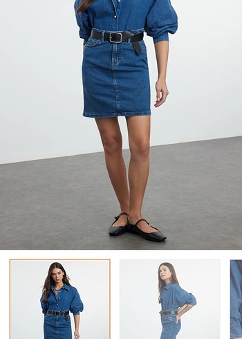 Trendyol & Milla Lacivert Denim Mini Etek