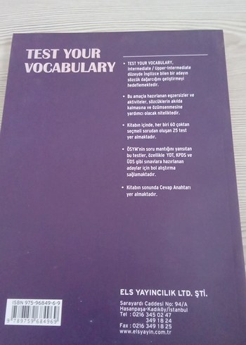 English Language Studies - Test Your Vocabulary Kitabı