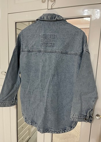 Diğer Düğmeli Gri Mavi Kadın Denim Ceket