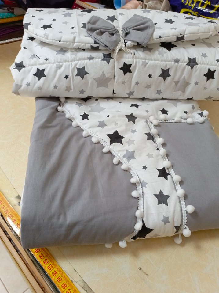 Pamuklu Gri Yıldız Desenli Bebek Kundak - Görsel 4