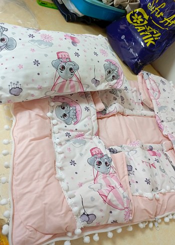 Pamuklu Baskılı Pembe Çocuk Uyku Aksesuarı - Görsel 3