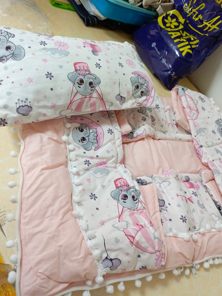 Pamuklu Baskılı Pembe Çocuk Uyku Aksesuarı - Görsel 3