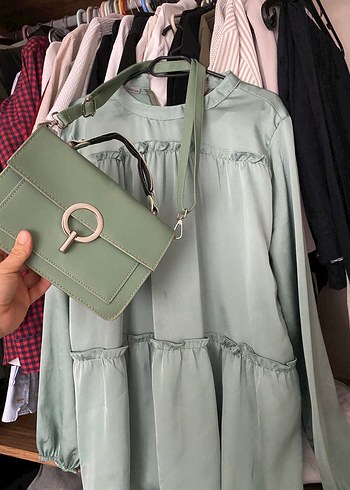 Zara Tunik ve çanta takım yeşil