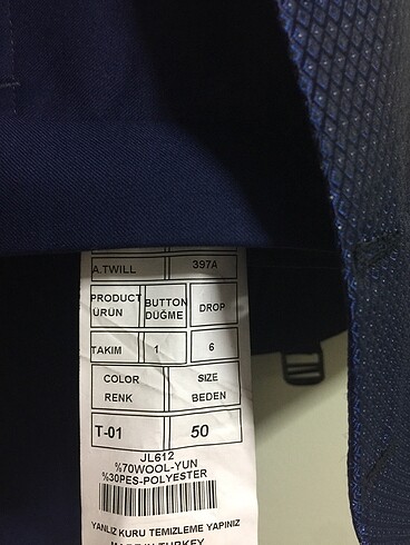 46 Beden Takım elbise