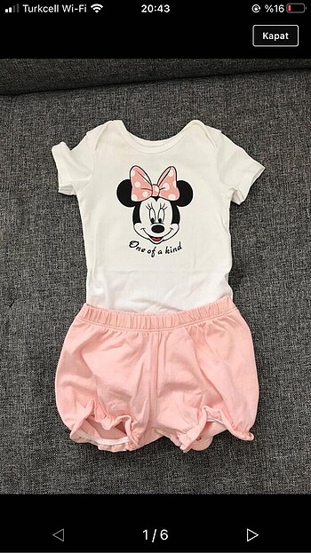 H&M Mickey Mouse Baskılı Şortlu Takım