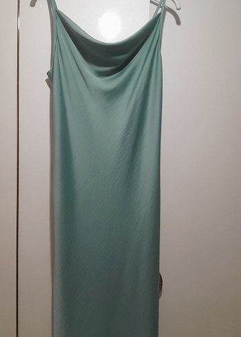 36 Beden Kadın Kaki Askılı Midi Elbise