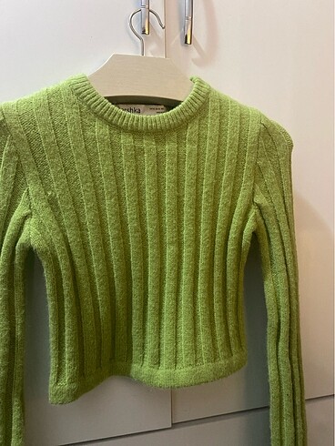 bershka uzun kollu yün crop