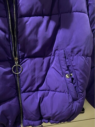s Beden mor Renk pull&bear mor şişme mont