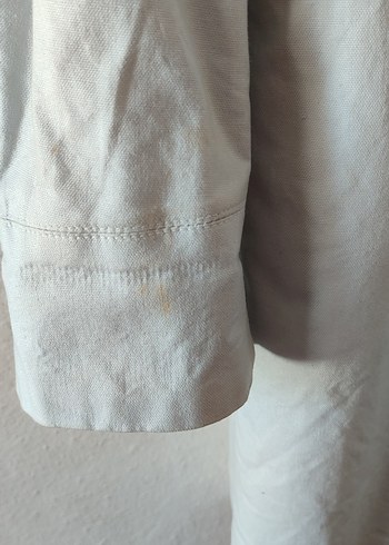 Düğmeli buz maviKeten Midi Trençkot - Görsel 3